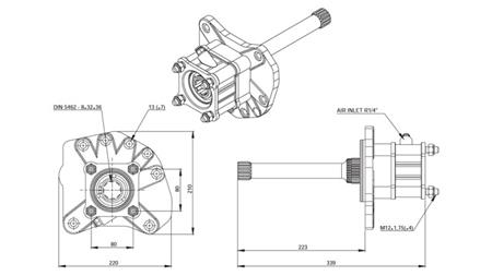 Afmetingen VAN HYDRAULISCHE POMP - MERCEDES AXOR 1