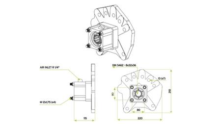 Afmetingen UITGANG VOOR HYDRAULISCHE POMP - MERCEDES G100