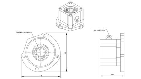 Afmetingen UITGANG VOOR HYDRAULISCHE POMP - VOLVO R6-1