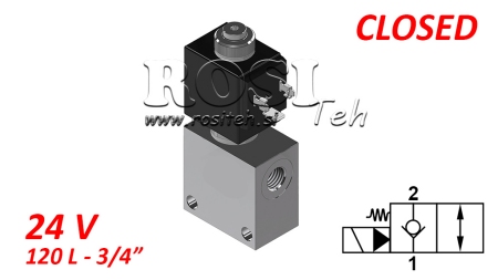 2-WEGS KLEP 3/4 (NC) 24V - 120LIT