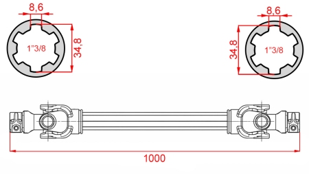 CE GECERTIFICEERDE KARDANAS PROFI LINE CAT.4 LENGTE 1000mm