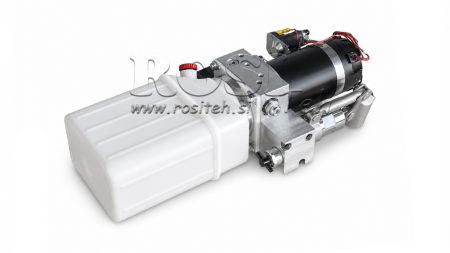 MINI HYDRAULISCHE EENHEID 24V DC - 0.8KW = 0.5CC - 1.5 LITER - ENKELWERKENDE EENHEID (PVC) MET HANDPOMP