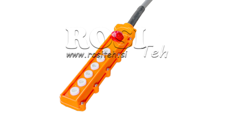 AFSTANDSBEDIENING SET MET 6 KNOPPEN + NOODSTOPSCHAKELAAR IN BEHUIZING MET KABEL