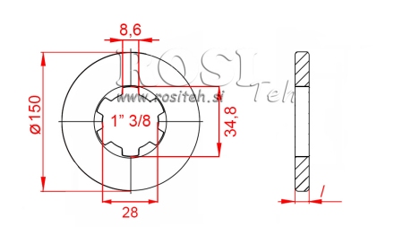 KARDAN ADAPTER MET FLENS EN PEN 1-3/4 (80 mm)