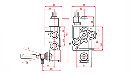 HYDRAULISCH HANDVENTIEL – 1-SECTIE STUURVENTIEL 1xR40 ECO