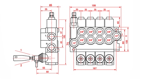 HYDRAULISCH HANDVENTIEL – 4-SECTIE STUURVENTIEL 4xR40 ECO