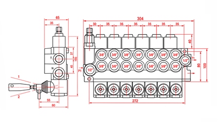 HYDRAULISCH HANDVENTIEL – 7-SECTIE STUURVENTIEL 7xR40 ECO