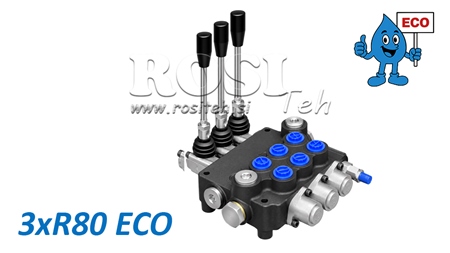 HYDRAULISCH HANDVENTIEL – 3-SECTIE STUURVENTIEL 3xR80 ECO