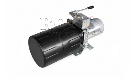 MINI HYDRAULISCH KRACHTPAKKET 12V DC - 1.6kW = 2.1cc - 8 liters - eenfasige eenheid MET HANDPOMP