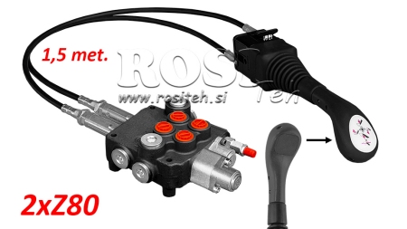 JOYSTICK ZONDER KNOP MET VLECHT 1.5 M EN HYDRAULISCHE KLEP 2XP80 L.+ VLOEIEND