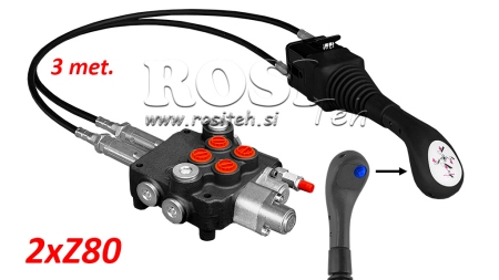 JOYSTICK 1X KNOP MET KABEL 3 M EN HYDRAULISCHE KLEP 2XZ80 L.+ VLOEIEND