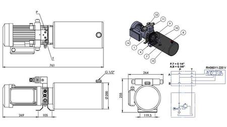 MINI HYDRAULISCH AGGREGAT 230V AC (2.2 kW) - 8.0 cc - 11.2 lit/min - tank 12 lit