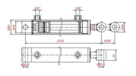 HYDRAULISCHE CYLINDER VOOR TREKKEN - GAT 70/40-3500