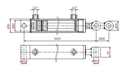 HYDRAULISCHE CYLINDER VOOR TREKKEN - GAT 80/50-3800