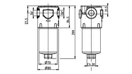 HYDRAULISCHE DRUKFILTER IKRON 3/4 - 10u - 110LIT - 310bar