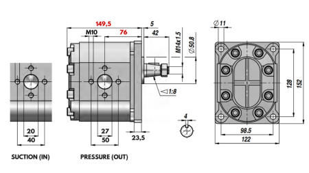 HYDRAULISCHE POMP GR.3 51 CC RECHTS - FLANGES