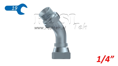 HYDRAULISCHE BOCHT 45° BSP MAN-VROUW 1/4