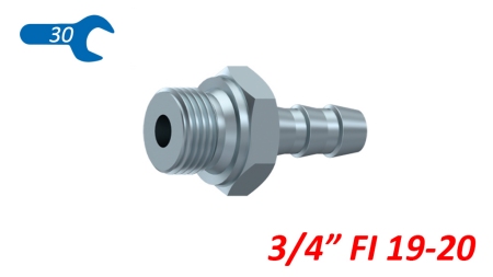 HYDRAULISCHE MANNELIJKE AANSLUITING 3/4 VOOR RUBBER SLANG Φ 19-20