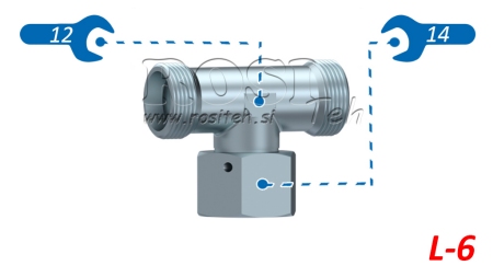 HYDRAULISCHE T-STUK L-6 MET CENTRALE DRAAIMOER M12X1,5