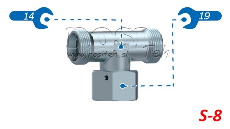 HYDRAULISCHE T-STUK S-8 MET CENTRALE DRAAIMOER M16X1,5