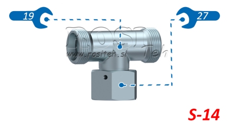 HYDRAULISCHE T-STUK S-14 MET CENTRALE DRAAIMOER M22X1,5