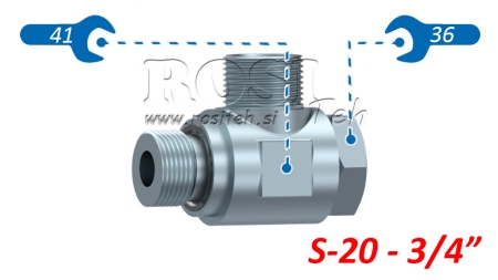 HYDRAULISCHE DRAAIBARE HAAKSE KOPPELING SWVE (20S) M30X2-BSP 3/4
