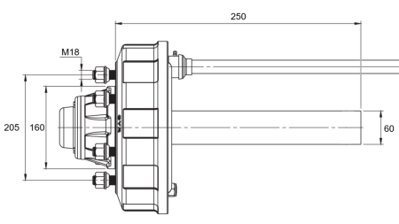 ΗΜΙΑΞΟΝΑΣ ΜΕ ΦΡΕΝΑ - 2700 kg (6 ΒΙΔΕΣ) - 250 mm