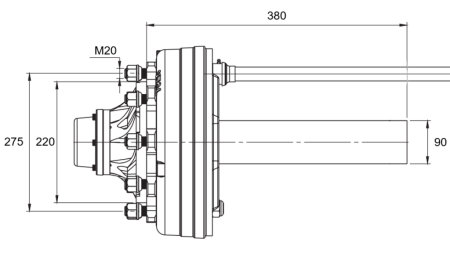 ΗΜΙΑΞΟΝΑΣ ΜΕ ΦΡΕΝΑ - 5000 kg (8 ΒΙΔΕΣ) - 380 mm