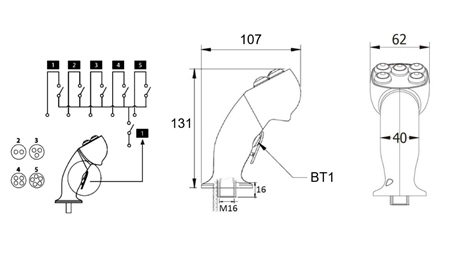 AFSTANDSBEDIENING ROSI JOYSTICK - 5 KNOPPEN + KNOP