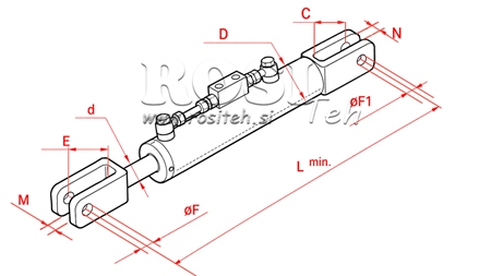 HYDRAULISCHE HEFSTANG VOOR TRACTOR - CASE-IH 80/40MIN.520 TYPE (1) Φ 26/22