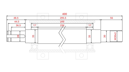 GIETIJZEREN CIRKELZAAG-AS 400MM (RECHTER SCHROEFDRAAD)