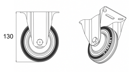 WIEL 100mm MET VASTE BASIS
