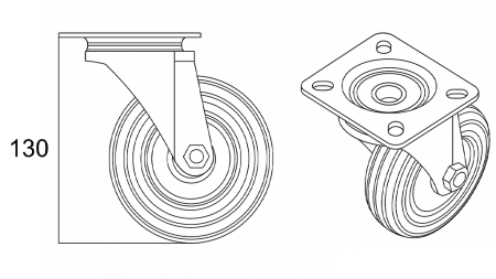 WIEL 100mm DRAAIBARE BASIS