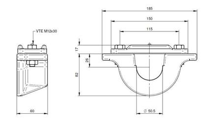 HOLDER VOOR TELESCOPISCHE CYLINDER FI50-A