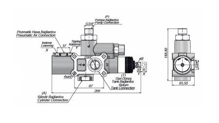HYDRAULISCHE DUMPVENTIEL TRUCK - 140lit - afmetingen