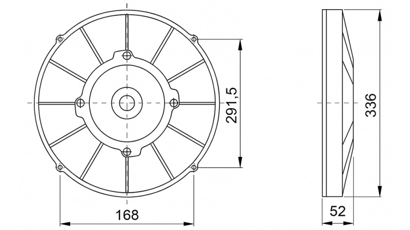 VENTILATOR AKSIALNI 305mm VLEČNI 12V