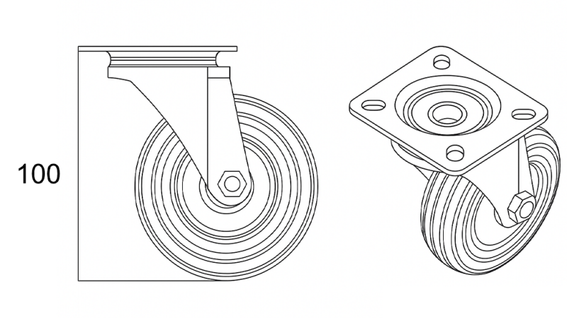 WIEL 75mm DRAAIBARE BASIS