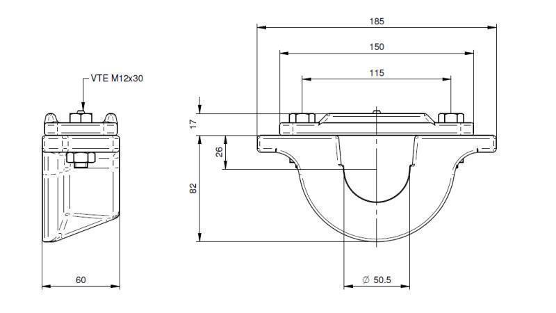 HOLDER VOOR TELESCOPISCHE CYLINDER FI50-A