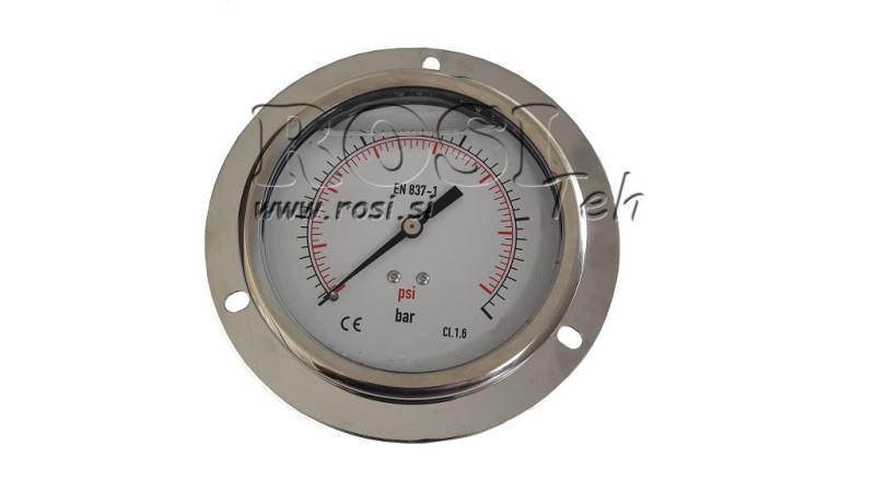 MANOMETER DN100 ACHTER 0 - 160 BAR - 1/2