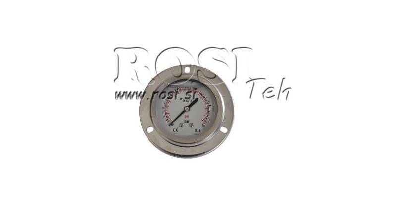 MANOMETER DN63 ACHTER 0 - 40 BAR - 1/4