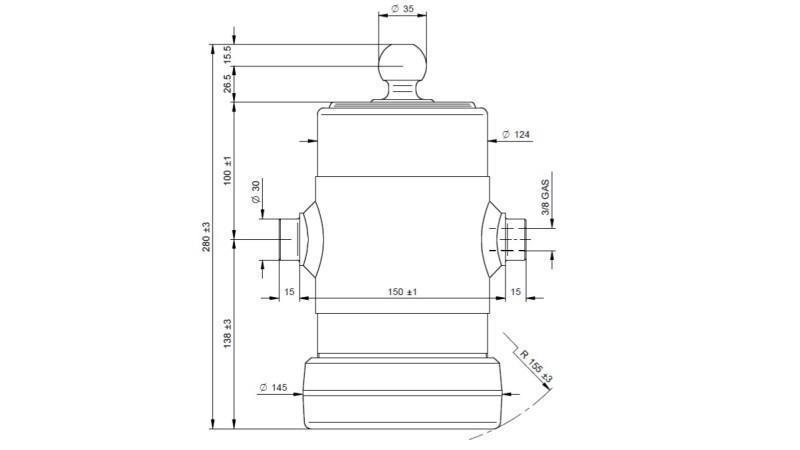 TELESCOPISCHE CYLINDER UNIMOG 5 FASES 750mm x124