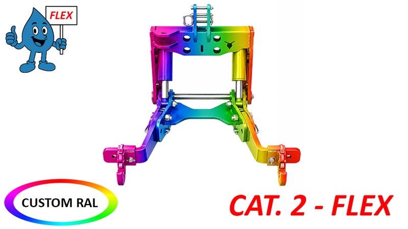 UNIVERSELE AANBOUWSET FRONTHEF CAT. 2 - FLEX VOOR TRACTOR 1500 KG (RAL NAAR KEUZE)