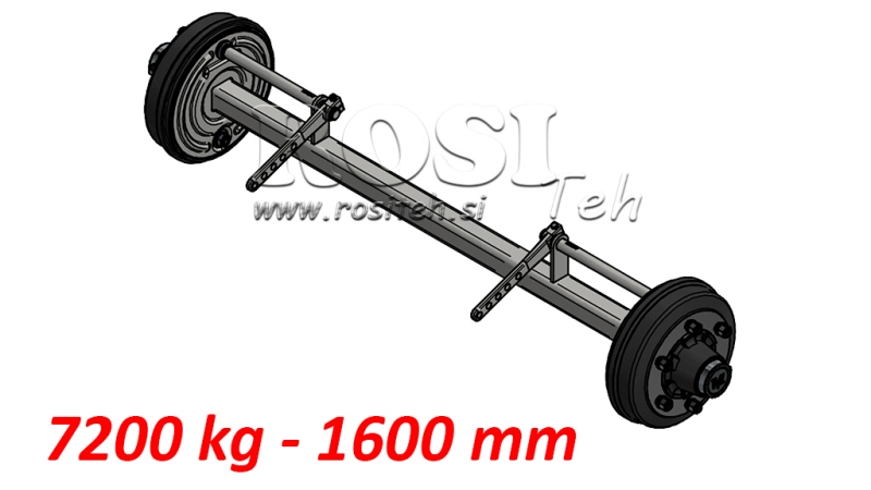 AKSELI PERÄVAUNULLE 7200 KG JARRUILLA (1600 MM)