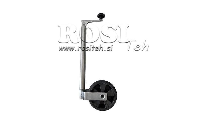 DRAADSTEUN POTEN MET WIEL VOOR AANHANGWAGENS 35mm 75 kg