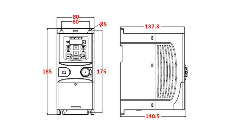 FREQUENZUMWANDLER-INVERSER 3Phasen 1.5kW GD20-1R5G-4-EU