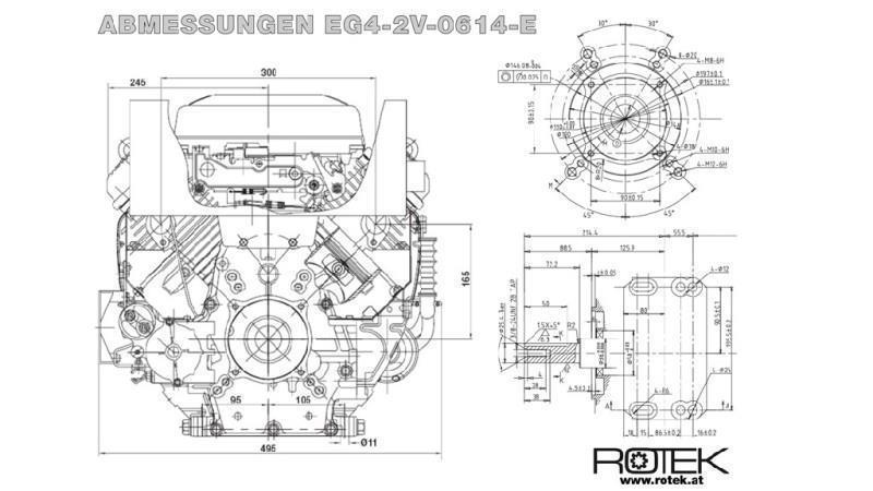 benzinemotor 614cc-14.9kW-3.600 RPM-E-KW25.4x72-elektrische start