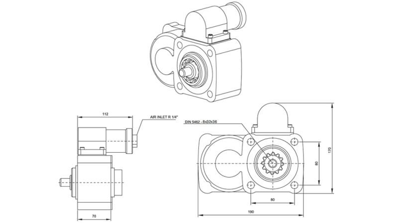 Afmetingen HYDRAULISCHE POMP AANDRIJVING - ZF2