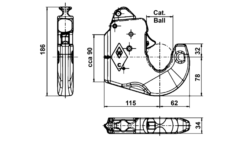 GANCHO RÁPIDO PARA BRAZO INFERIOR DE TRACTOR KAT.2 WALTERSCHEID