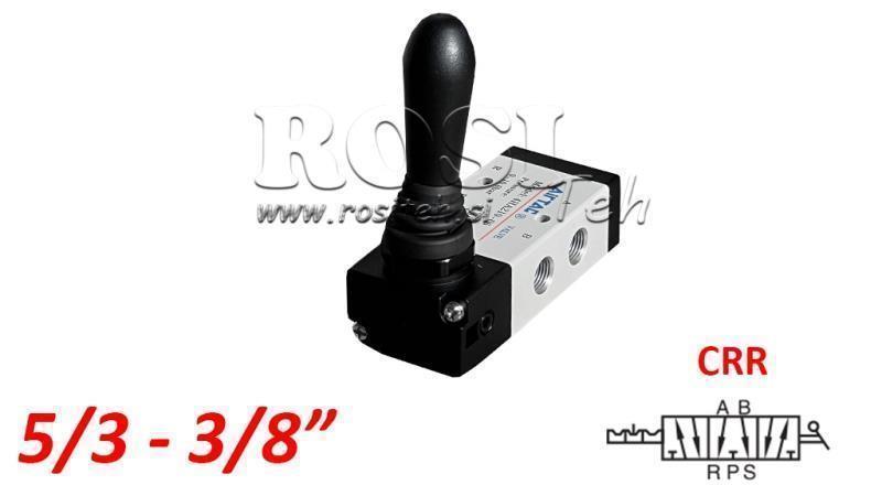 PNEUMATICKÝ MANUÁLNÍ VENTIL 5/3 3/8 PRT-1053-CRR MANUÁLNÍ NÁVRAT