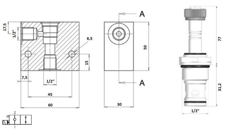 2-WEGE KLEP 1/2 (NC) 24V - 60lit